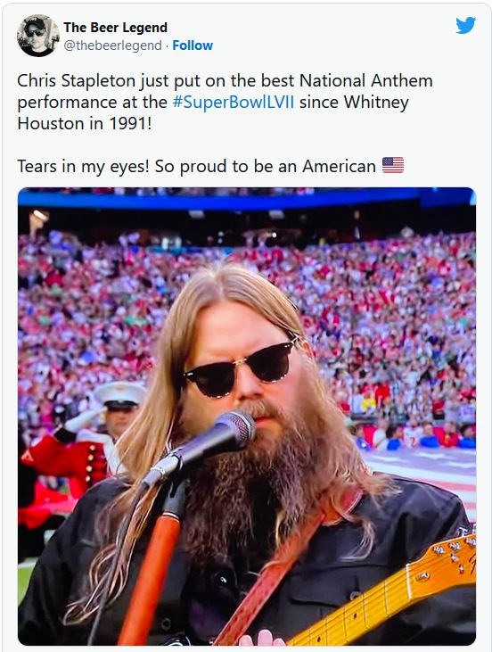 Chris Stapleton National Anthem Perfomance Legend Fm